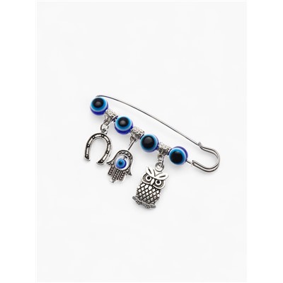 Булавка-оберег «Сова от сглаза», 6 см, цвет синий в серебре