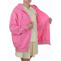 3265 PINK Худи на молнии женское (95% хлопок, 5% эластан)