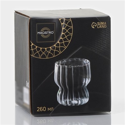 Стакан Magistro «Полоска», 260 мл, 7.6×9 см, стекло, прозрачный
