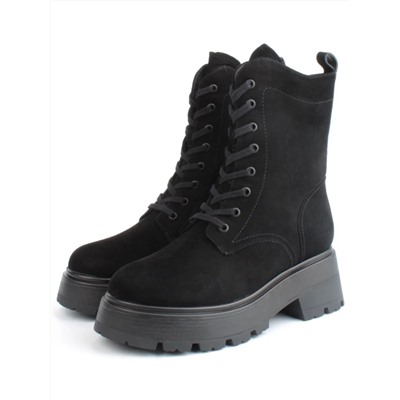 04-M2-1376 BLACK Ботинки зимние женские (натуральная замша, натуральный мех)