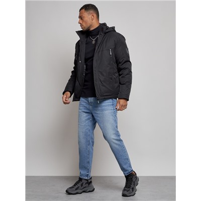 Куртка мужская зимняя с капюшоном спортивная великан черного цвета 8332Ch