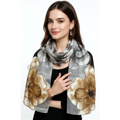 Шарф шифоновый с цветочным рисунком 3D Арт М52/5