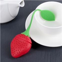 Ситечко для чая Доляна «Клубника», 5×19 см, красное