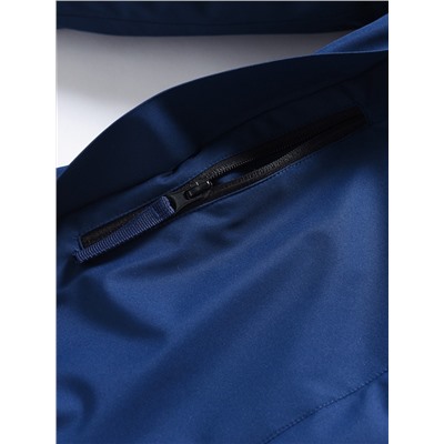 Парка зимняя подростковая для девочки с капюшоном и мехом темно-синего цвета 9536TS