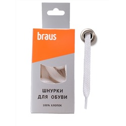 Шнурки BRAUS 90 см плоские БЕЛЫЕ/10