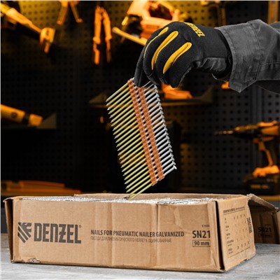Гвозди для пнев. нейлера (оцинк.) длина - 90 мм, диам. - 3,05 мм, 2000 шт. Denzel