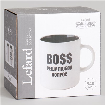 КРУЖКА LEFARD 540МЛ "BOSS РЕШУ ЛЮБОЙ ВОПРОС" 9.5*7.6*11.1CM