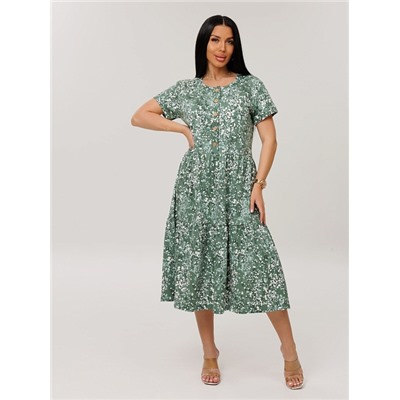 Женское платье Пл-116(К) / Зеленый (цветы)