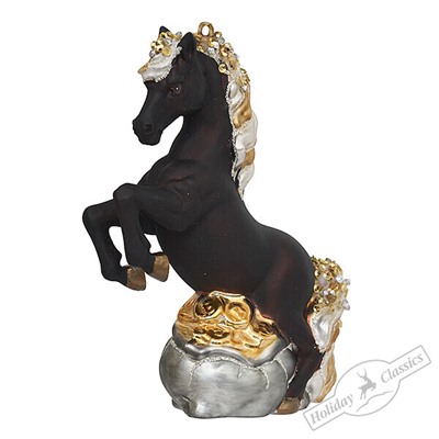 Лошадь Оникс с золотыми монетами (стекло) 10х3,5х14 см