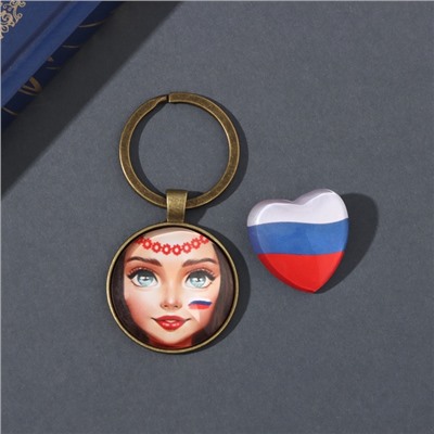 Набор брелок и значок "Русская красота" 6х11 см