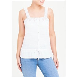 Lace Strap Button Vest Top