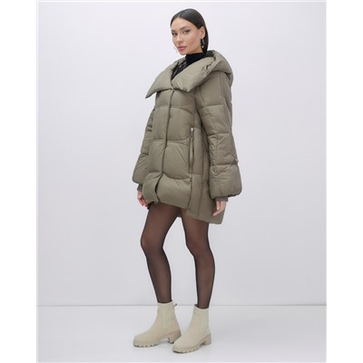 Куртка зимняя женская с большим капюшоном модная коричневого цвета 7739K