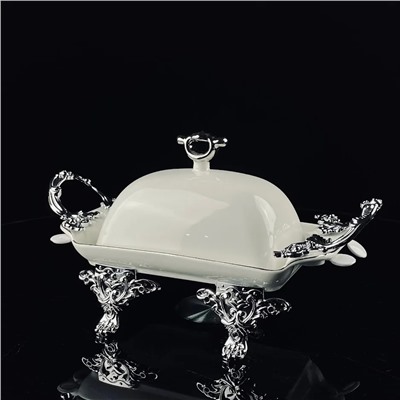 205-924 Масленка на ножках с ручками ATLANTIS в под.уп.(х18)Фарфор