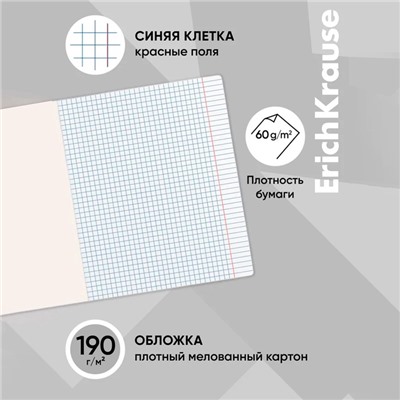 Тетрадь 48 листов в клетку, ErichKrause "Будь в форме", обложка мелованный картон, блок офсет 100% белизна, МИКС (1 вид в спайке)