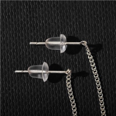 Серьги металл «Цепочки» шарики, цвет серебро