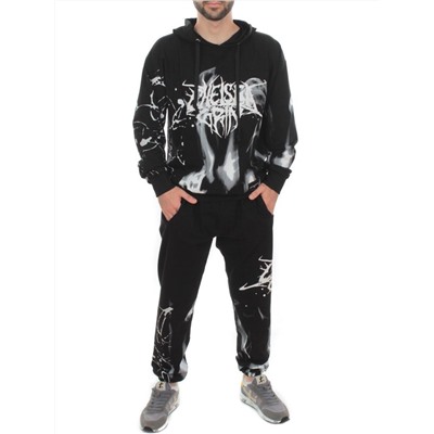 2608/7325 BLACK Костюм спортивный мужской (75% хлопок, 20% полиэстер, 5% спандекс)