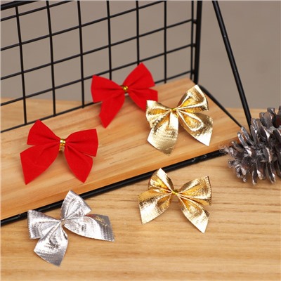 Новогоднее ёлочное украшение "Бантики", набор 12 штук.