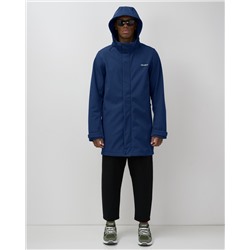 Парка спортивная мужская с капюшоном softshell синего цвета 9565S