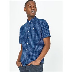 Blue Printed Short Sleeve Shirt