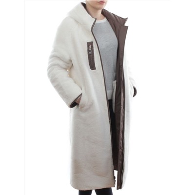 2639 DK. BEIGE Пальто двухстороннее женское еврозима (100 гр. холлофайбер, искусственный мех)