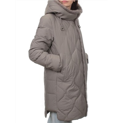 310 GRAY Пальто зимнее стеганое женское (200 гр. холлофайбер, натуральная норка)