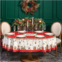 СКАТЕРТЬ ОВАЛЬНАЯ "ЩЕЛКУНЧИК"160Х220СМ ,КРАСНЫЙ, 100% ХЛОПОК,ТВИЛ, ПРОПИТКА