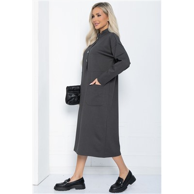 Платье Стильная осень (серое) П11436