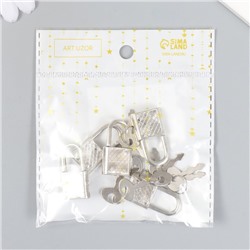 Замочек с ключиком для шкатулки, металл, под серебро, 3.3×1.9 см