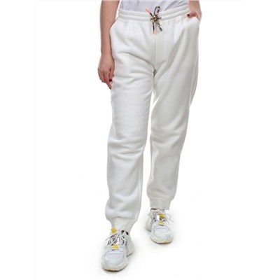 M047 WHITE Брюки спортивные женские на флисе (100% хлопок) 7986