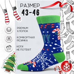 60609 Рождество и Новый год | Носки "Снежинки и сладкие льдинки", р-р 43-46 (голубой/зеленый)