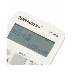 Калькулятор инженерный двухстрочный BRAUBERG SC-880-N 417 функций, 10+2 разр, батарея, БЕЛЫЙ, 250526
