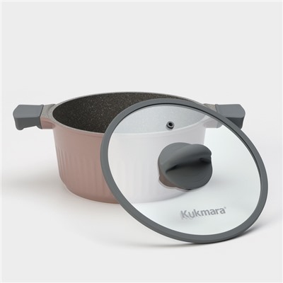 Кастрюля KUKMARA Stella, 3.2 л, d=23 см, h=11 см, стеклянная крышка, антипригарное покрытие, литой алюминий