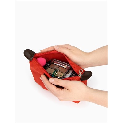 Косметичка простая на молнии, маленькая, красная