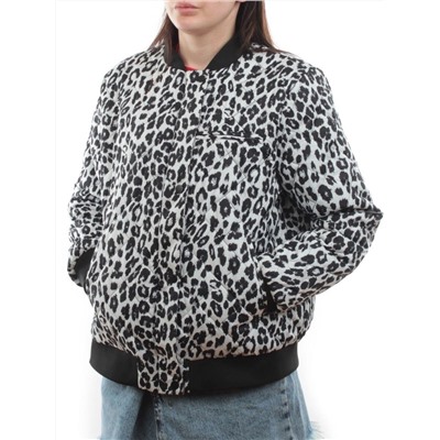 S24-139 WHITE/BLACK Куртка бомбер демисезонная женская (100 гр. синтепон)