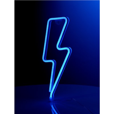 Неоновая вывеска «Молния» 13 × 33.5 см, батарейки ААх3 (не в комплекте), USB, свечение голубое