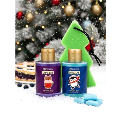 Новогодний подарочный набор косметики Gift for you: гель для душа 2 шт. × 100 мл, мочалка для тела, URAL LAB