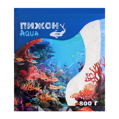 Песок кварцевый Пижон Aqua (0,8 -1 мм), 800 г, белый