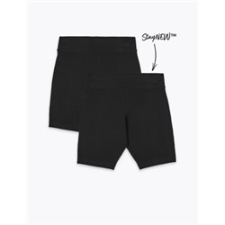 2pk Girls' Cotton with Stretch School Shorts (2-16 Yrs)