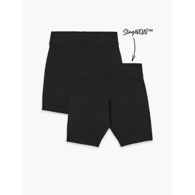 2pk Girls' Cotton with Stretch School Shorts (2-16 Yrs)