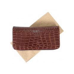 Портмоне женское Croco-ПР-951 натуральная кожа 3 отд,  11 карм,  коричневый св крок (204)  209318