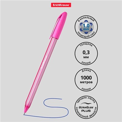 Ручка шариковая ErichKrause U-108 Spring Stick, игольчатый узел 0.7 мм, чернила синие, супермягкое письмо, МИКС