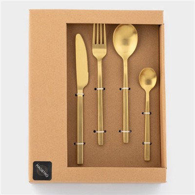 Набор столовых приборов Magistro «Оску стандарт», 12 предметов, нержавеющая сталь, золотистый