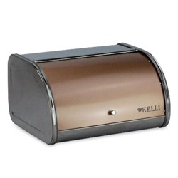 Хлебница Kelli KL-2141 нерж цветная крышка 30,5х26,5х17,5см (4) оптом