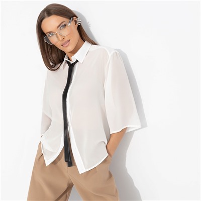 Блуза из полупрозрачной ткани, Работаю красиво (white)
