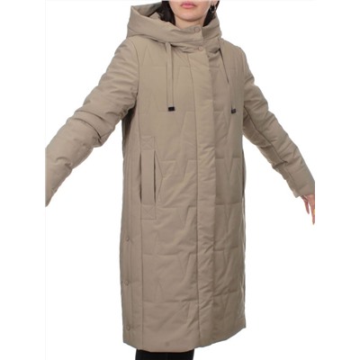 1120 DARK BEIGE Пальто зимнее облегченное женское (холлофайбер 150 гр.)