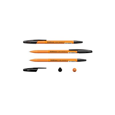 Ручка шариковая ErichKrause R-301 Orange Stick, узел 0.7 мм, чернила чёрные, длина линии письма 2000 метров, штрихкод на ручке