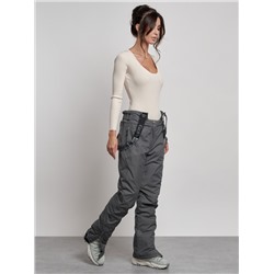 Полукомбинезон утепленный женский зимний горнолыжный серого цвета 7601Sr