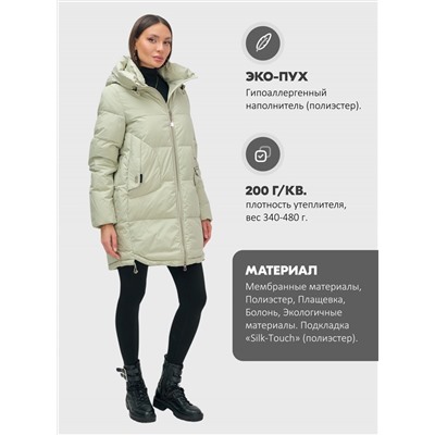 Куртка зимняя женская с капюшоном модная салатового цвета 3193Sl