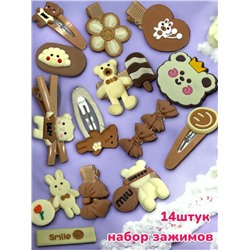 Набор детских заколок для волос на блистере В наборе 14 предметов НД11 (1)