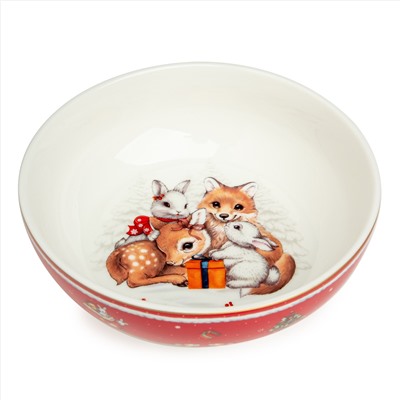 НАБОР ПОСУДЫ LEFARD "C НОВЫМ ГОДОМ" 3 ПР.: САЛАТНИК 800 МЛ, ТАРЕЛКА 19 СМ, КРУЖКА 400 МЛ (КОР=8НАБ.)